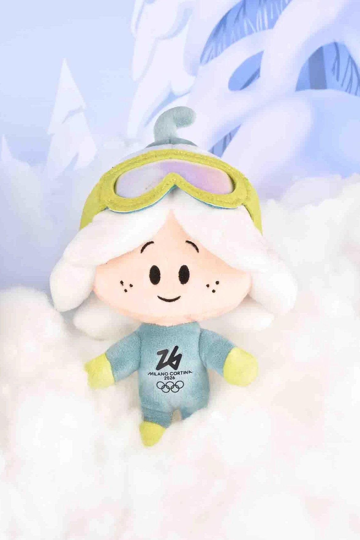 Doudou et Compagnie Milano Cortina 2026 Peluche Ufficiale Sport FLO Maschera da Sci Morbidissima Collezione Flo Olimpica Mascotte Tina & Milo Giochi Invernali 20 cm