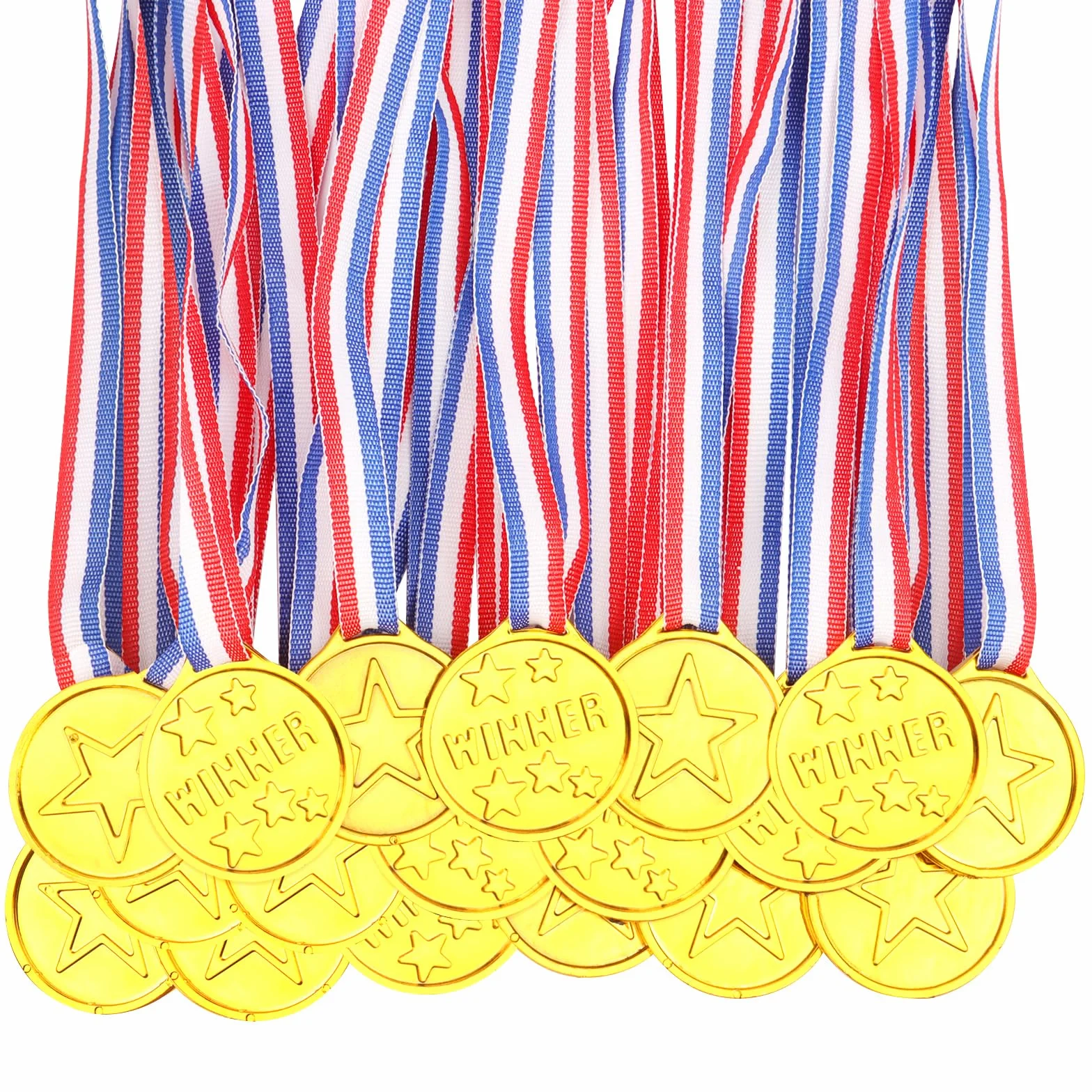 Medaglie per Bambino Plastiche Winner, Nastro Medaglia Oro Vincitore, Bomboniere per Giochi