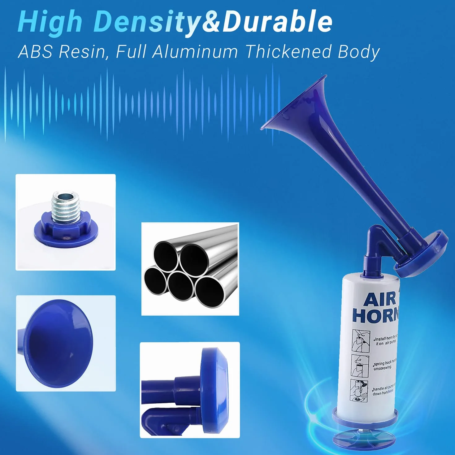 Tromba d'aria Portatile Qidoe Tromba da Stadio Riutilizzabile con Pompa per Partite di Calcio, Self-Defense Horn, Nautica