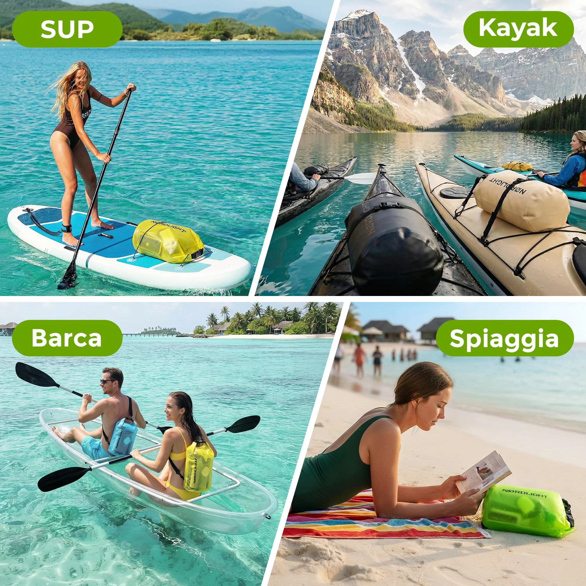 Nordlight Dry Bag Sacca Impermeabile Zaino 2l 5l 10l 15l 20l 30l Borsa Stagna Chiusura a Rotolo