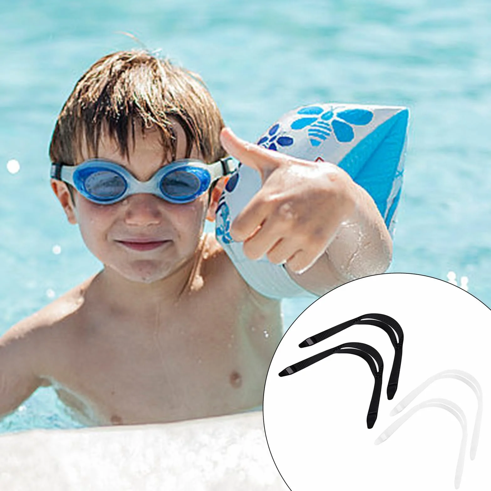 Silicon Mask Strap 4 Pezzi, Silicone Spesso, Nero/Trasparente Cinturino per Maschera Subacquea, Snorkeling Cinturino Maschera Silicone, con Fibbia Regolabile, per Immersioni e Nuoto