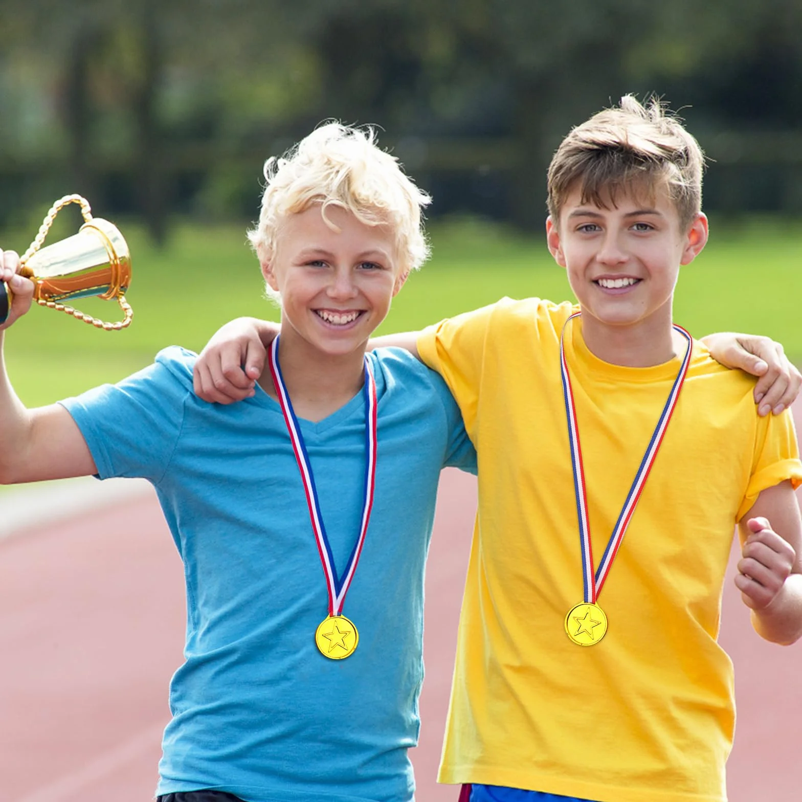 Medaglie per Bambino Plastiche Winner, Nastro Medaglia Oro Vincitore, Bomboniere per Giochi