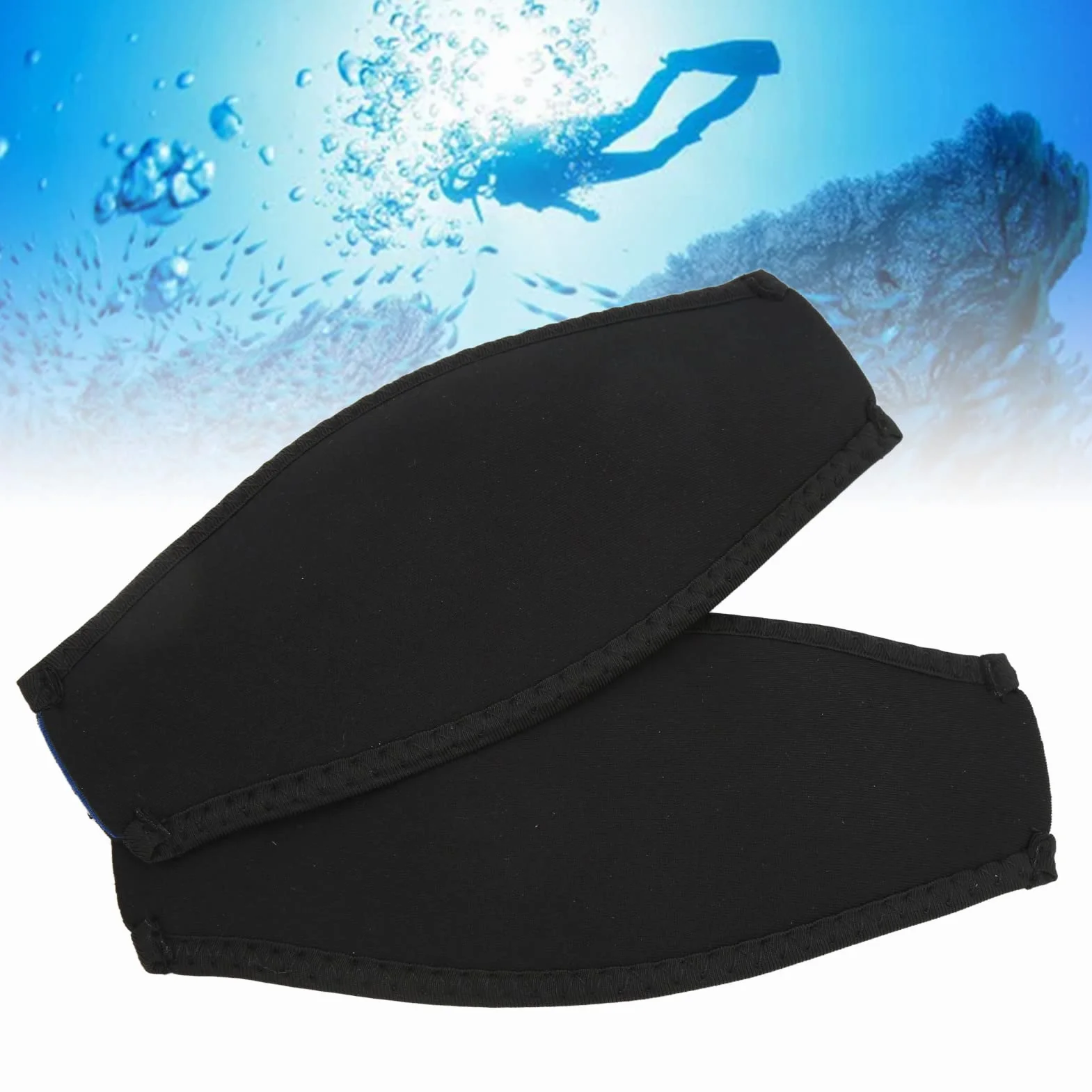 Tbest Cinturino per Maschera in Neoprene per Subacquei, Comoda Copertura per Maschera Subacquea, Cinturino per Maschera da Immersione 2 Pezzi Materiale in Neoprene Nero Stabilizzante