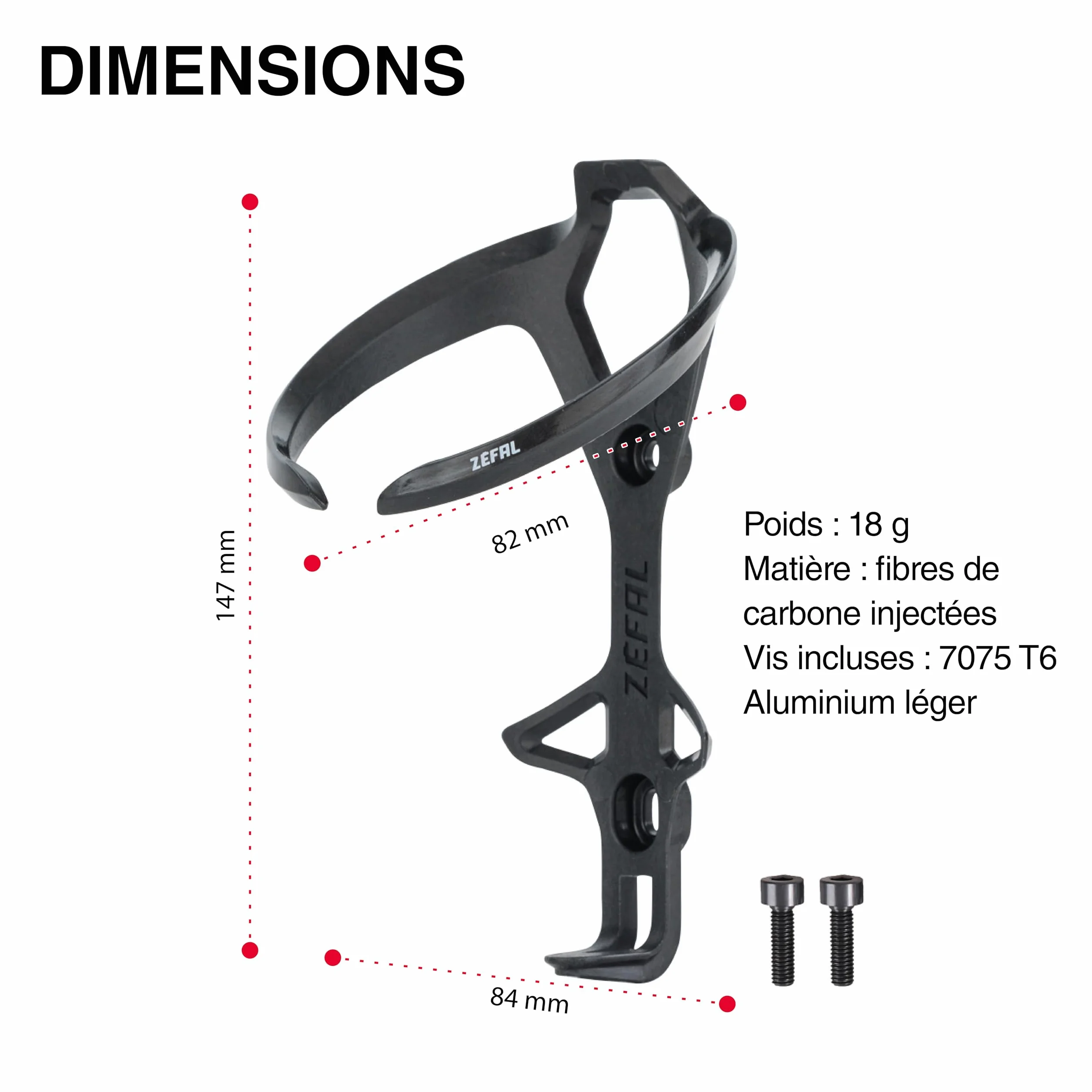 ZEFAL Pulse L2 Portaborraccia Carbonio Bici Fibra di Carbonio 18g Nero