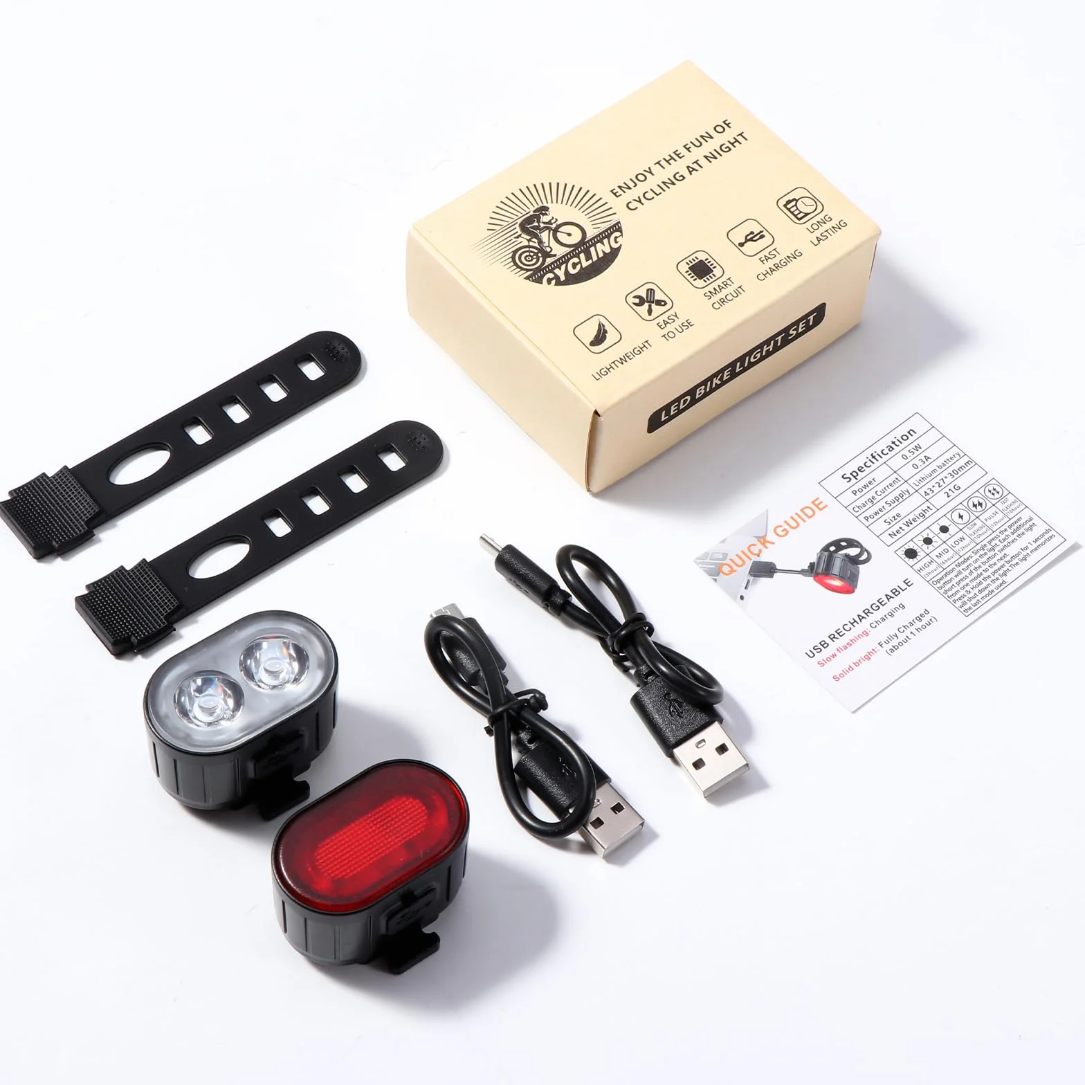 Oderra Luci Bicicletta LED Ricaricabili USB Impermeabili IPX5, 4+6 Modalità Ultra Luminose, Luce Bici Anteriore e Posteriore