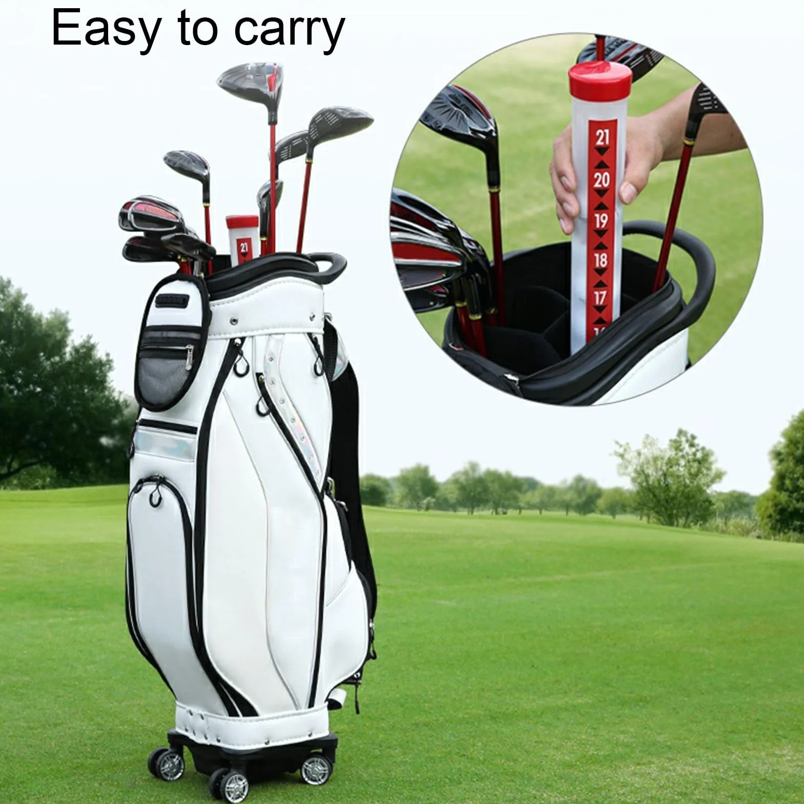 Raccoglitore di Palline da Golf Professionale 21 Palline Tubo Rilascio Plastica Ventosa 35,8 cm