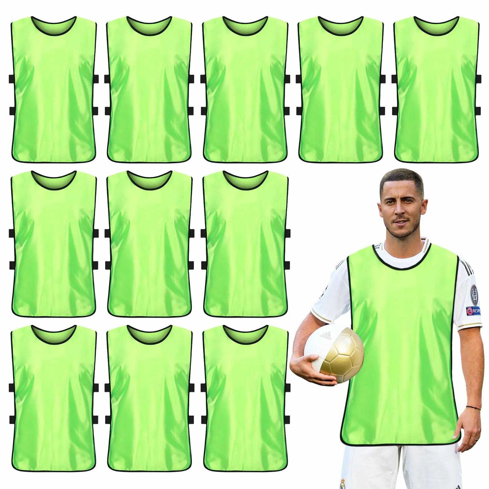 SUNOYA 12pcs Casacche Calcio Adulti Gilet da Allenamento per Squadra Uomo Donna
