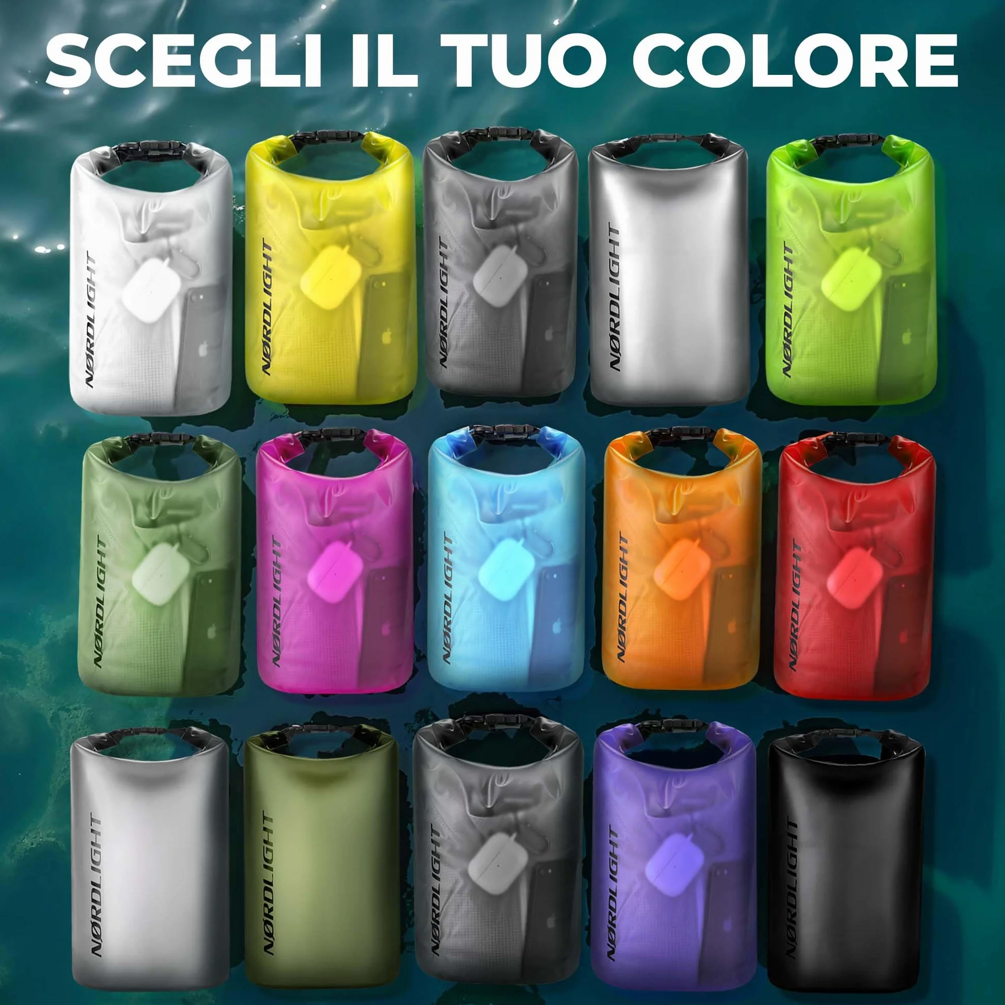 Nordlight Dry Bag Sacca Impermeabile Zaino 2l 5l 10l 15l 20l 30l Borsa Stagna Chiusura a Rotolo