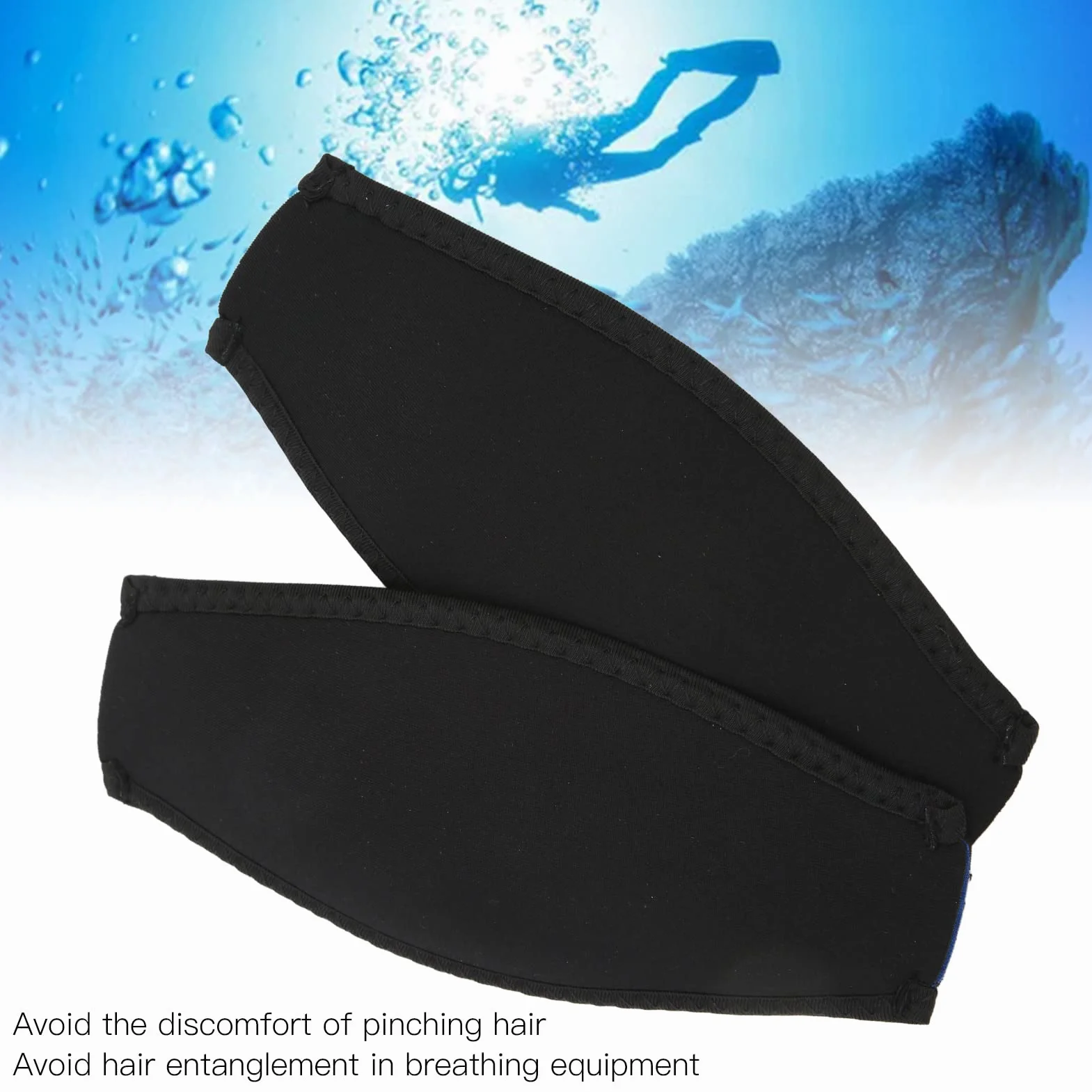 Tbest Cinturino per Maschera in Neoprene per Subacquei, Comoda Copertura per Maschera Subacquea, Cinturino per Maschera da Immersione 2 Pezzi Materiale in Neoprene Nero Stabilizzante
