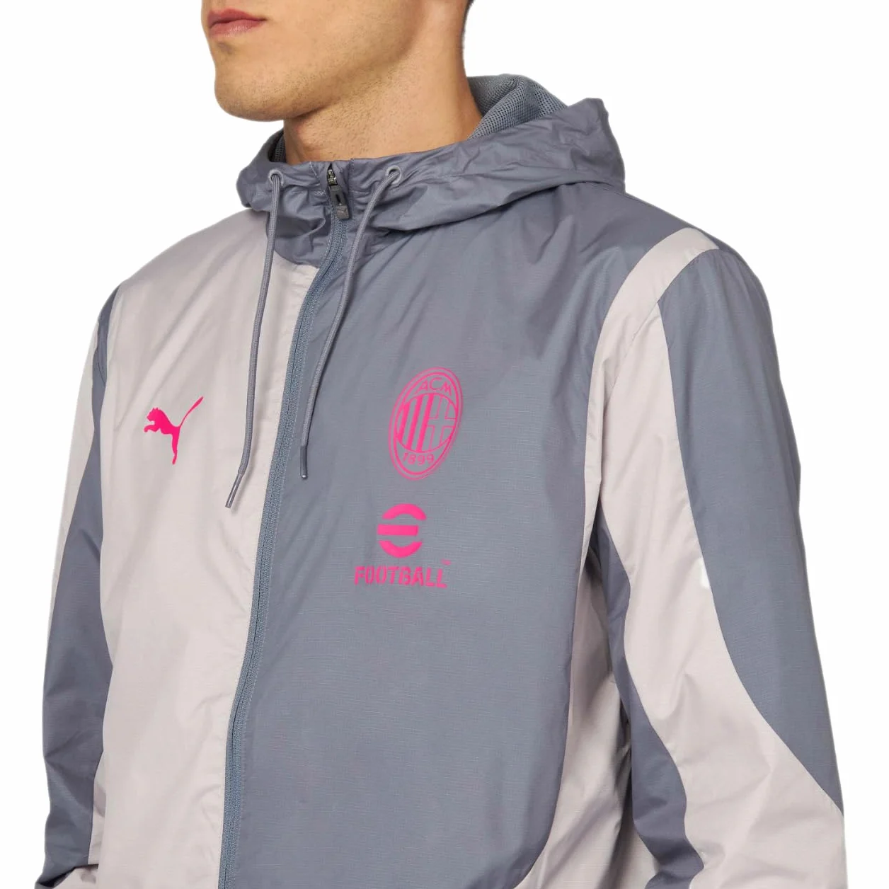 AC Milan Giacca con Cappuccio e Zip, Prodotto Ufficiale, Vestibilità Classica, Unisex, Adulto