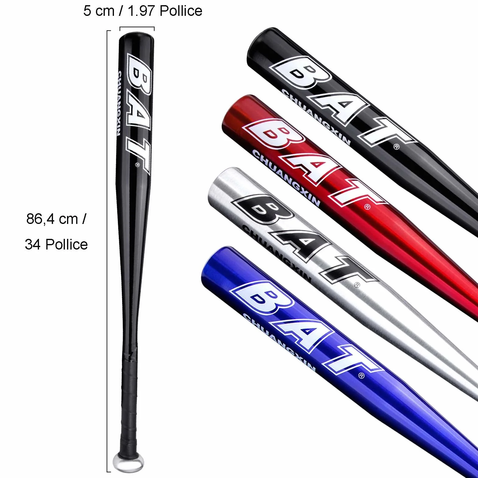 Mazza da baseball in lega di alluminio 34 pollici 86,4 cm per giovani adulti