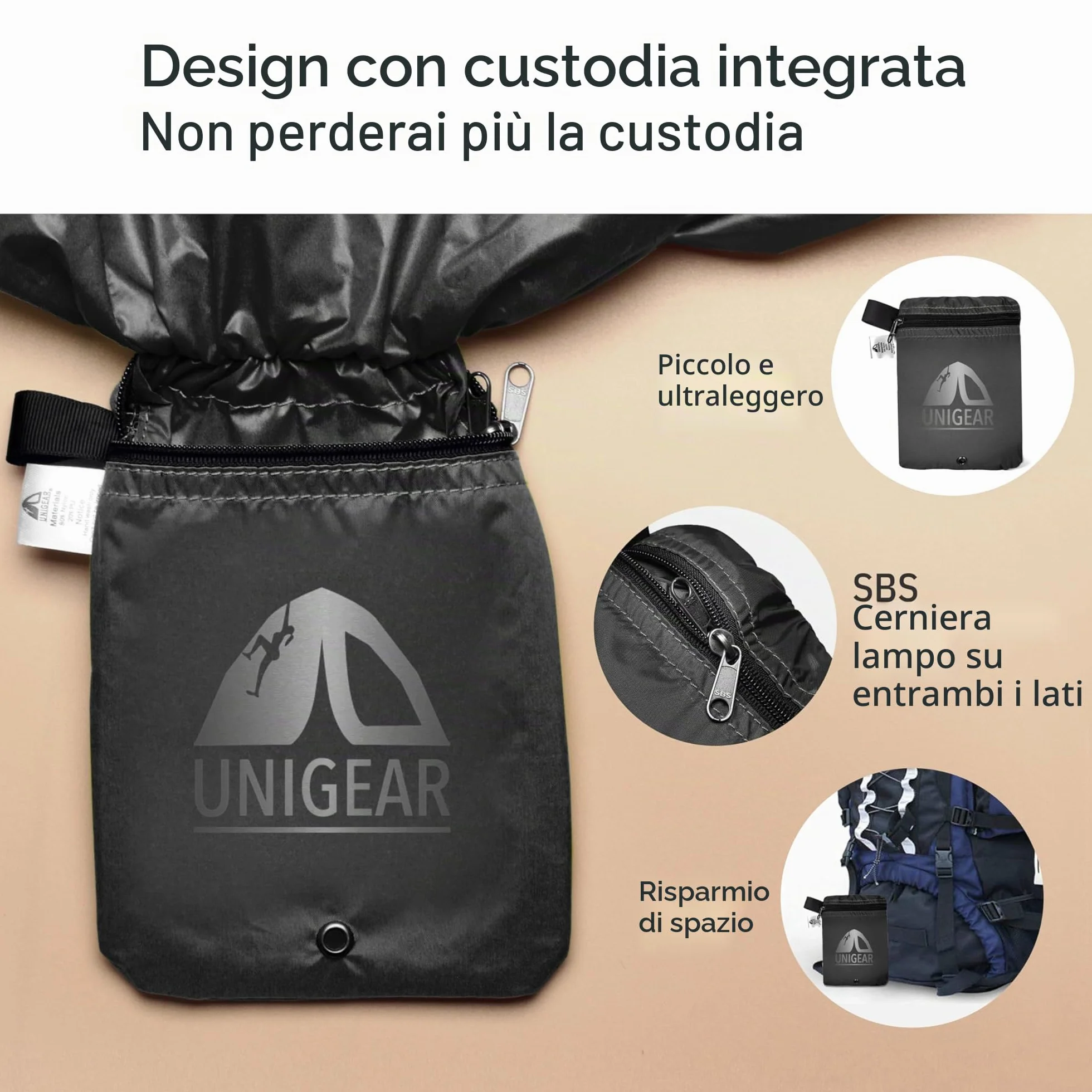 Coprizaino Antipioggia 10-90 l Impermeabile Antipolvere Resistente Abrasioni Unigear