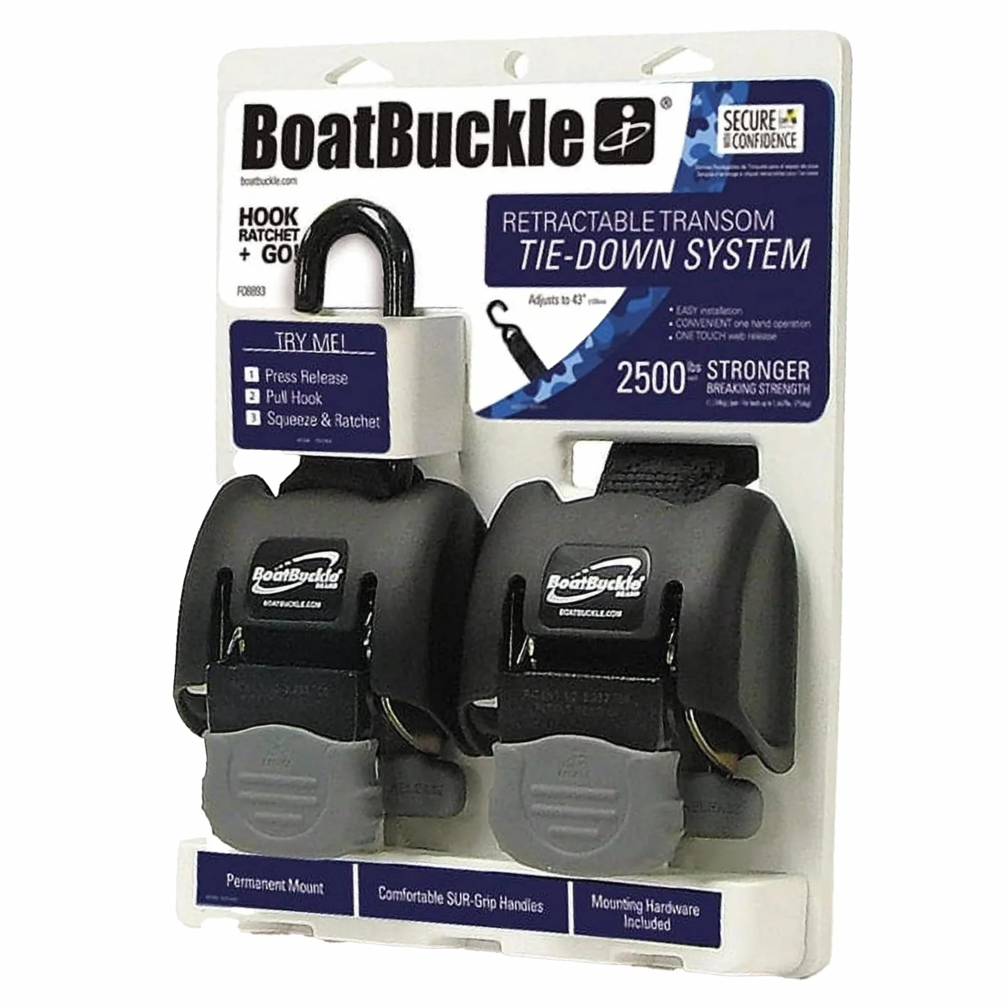Boatbuckle 279-F08893 Gancio Retrattile G2 Sensore, 1 Confezione da 2 pezzi