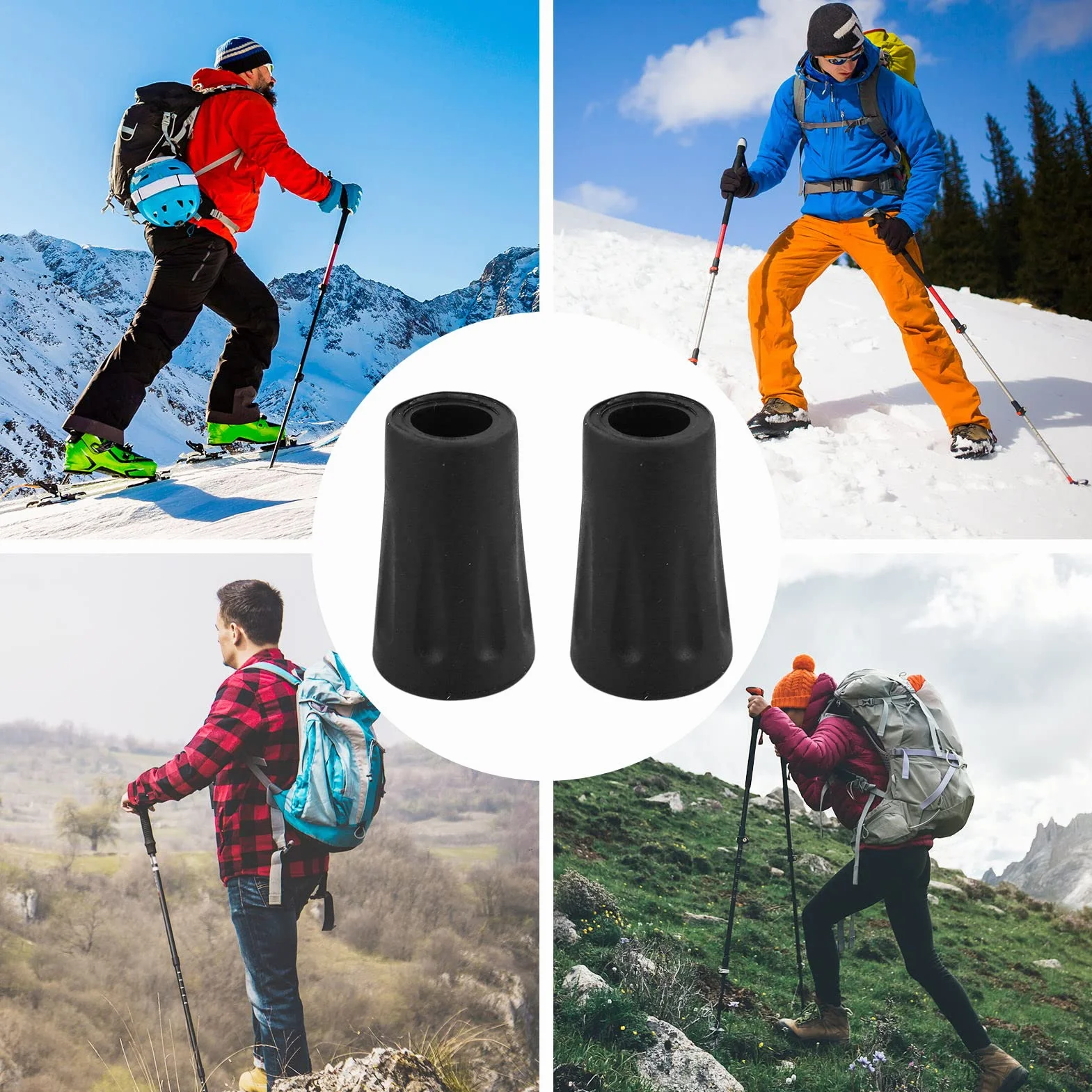 Gommini Trekking 6 Pezzi Ricambio 11mm Per Bastoncini Walking Punte Piedini Robuste Tappi Da Montagna