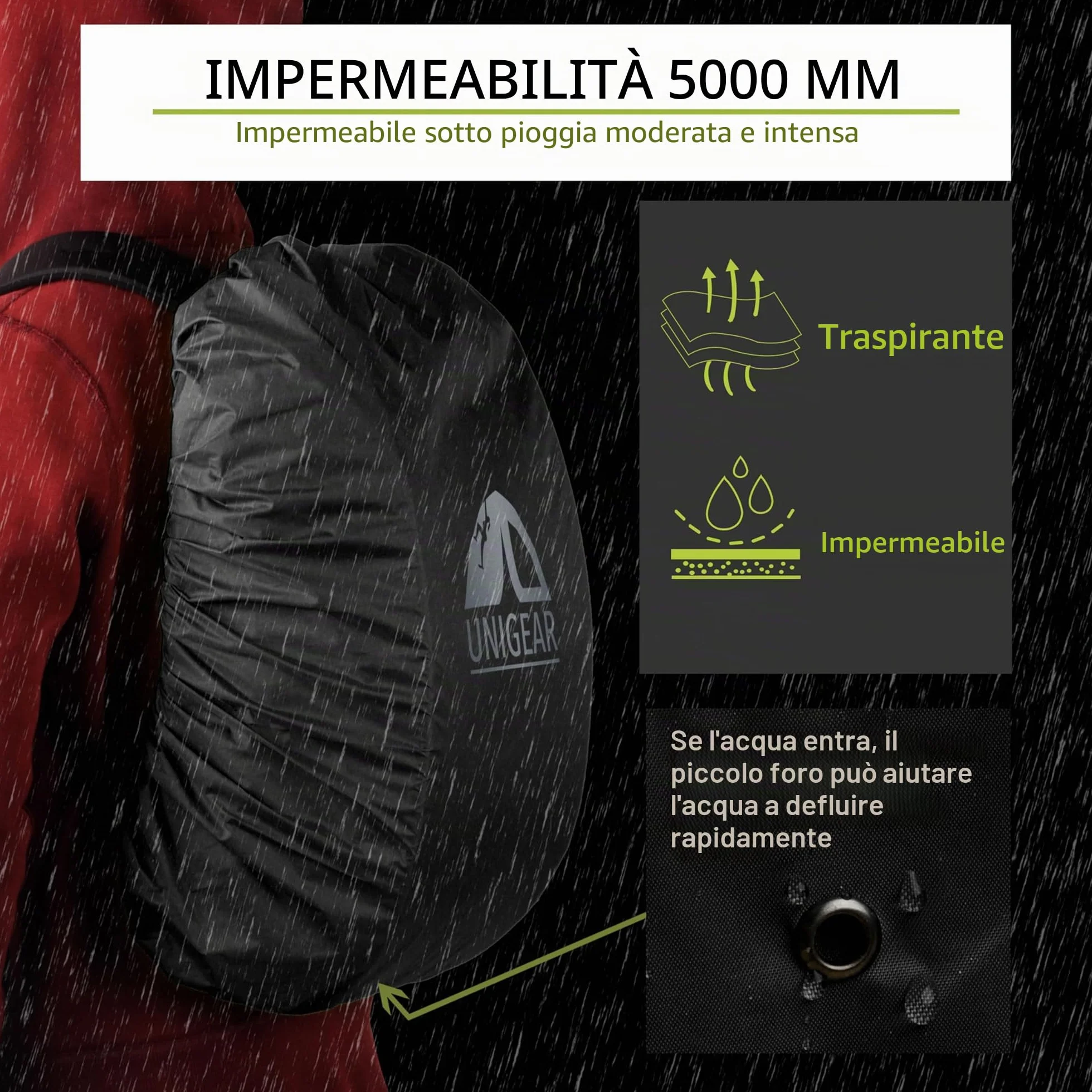 Coprizaino Antipioggia 10-90 l Impermeabile Antipolvere Resistente Abrasioni Unigear