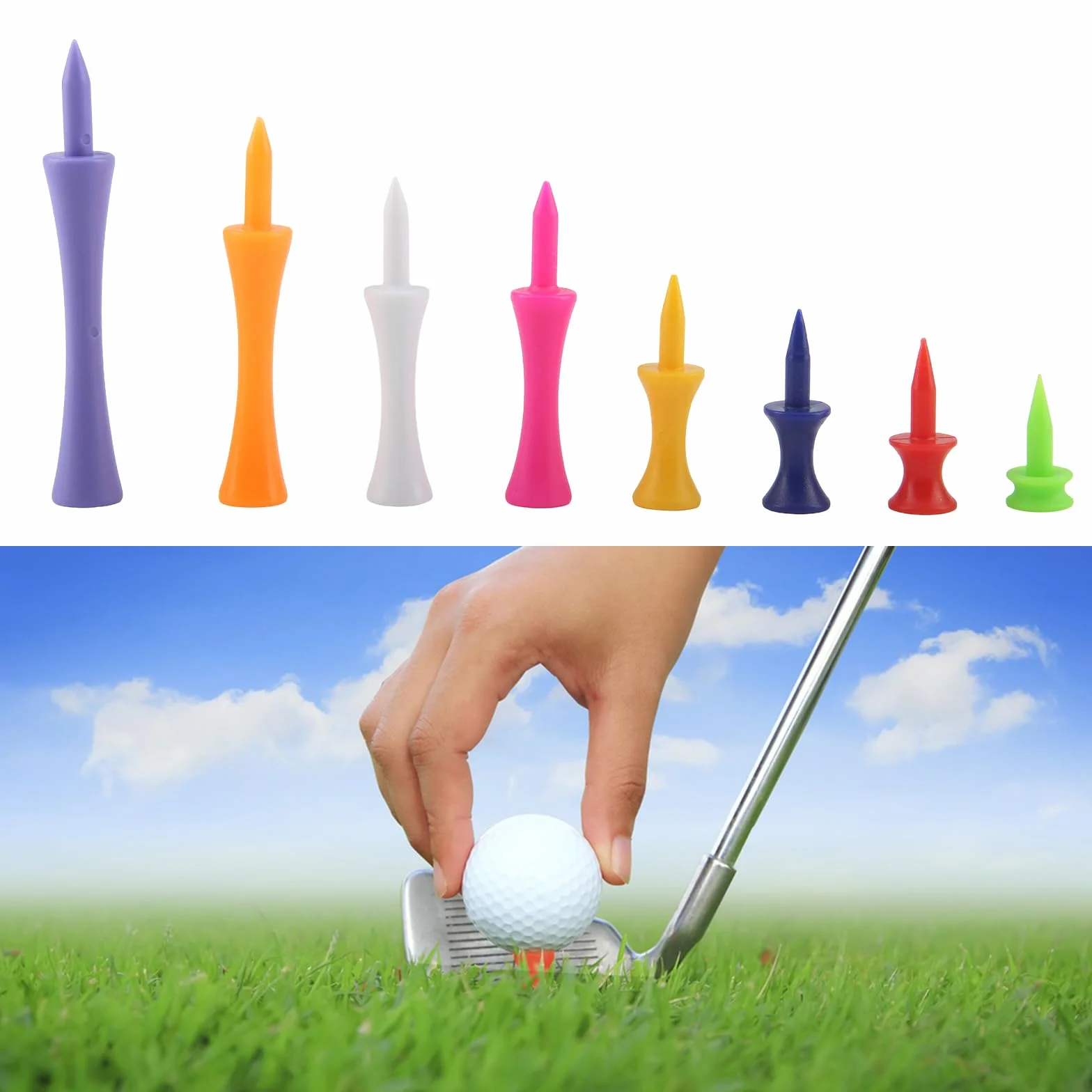 Castle Tee 125 Pezzi Tee da Golf in Plastica Multicolore Infrangibile Riutilizzabile Portatile