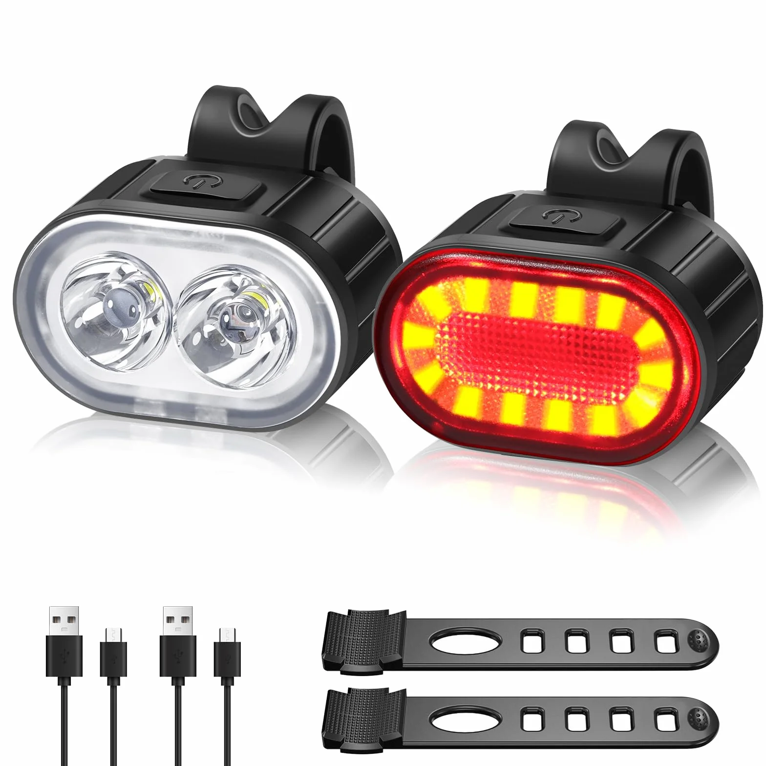 Oderra Luci Bicicletta LED Ricaricabili USB Impermeabili IPX5, 4+6 Modalità Ultra Luminose, Luce Bici Anteriore e Posteriore