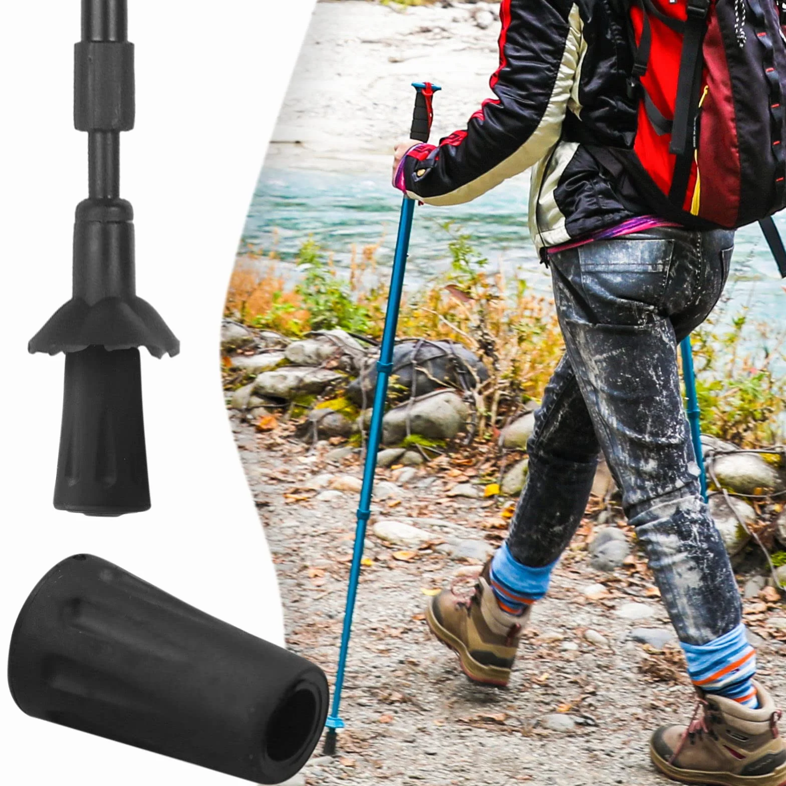 Gommini Trekking 6 Pezzi Ricambio 11mm Per Bastoncini Walking Punte Piedini Robuste Tappi Da Montagna