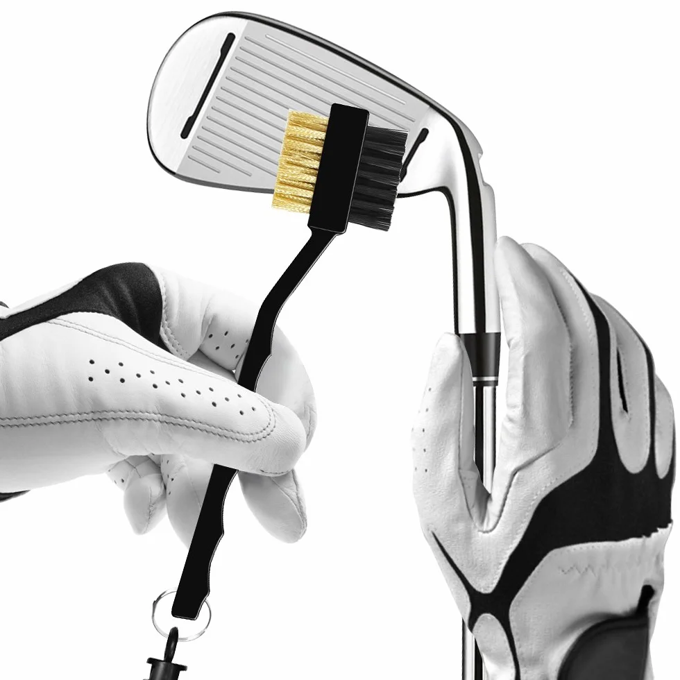 Senhai Mazza da Golf Spazzole Groove Pulizia 3 Pezzi Setole Metallo 0,6m Retrattile Zip-Line Moschettone Alluminio