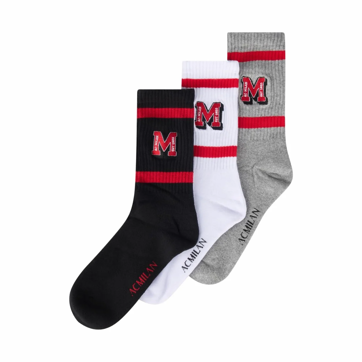 AC Milan - Calzini 3 Paia, College Collection, con Logo Ufficiale