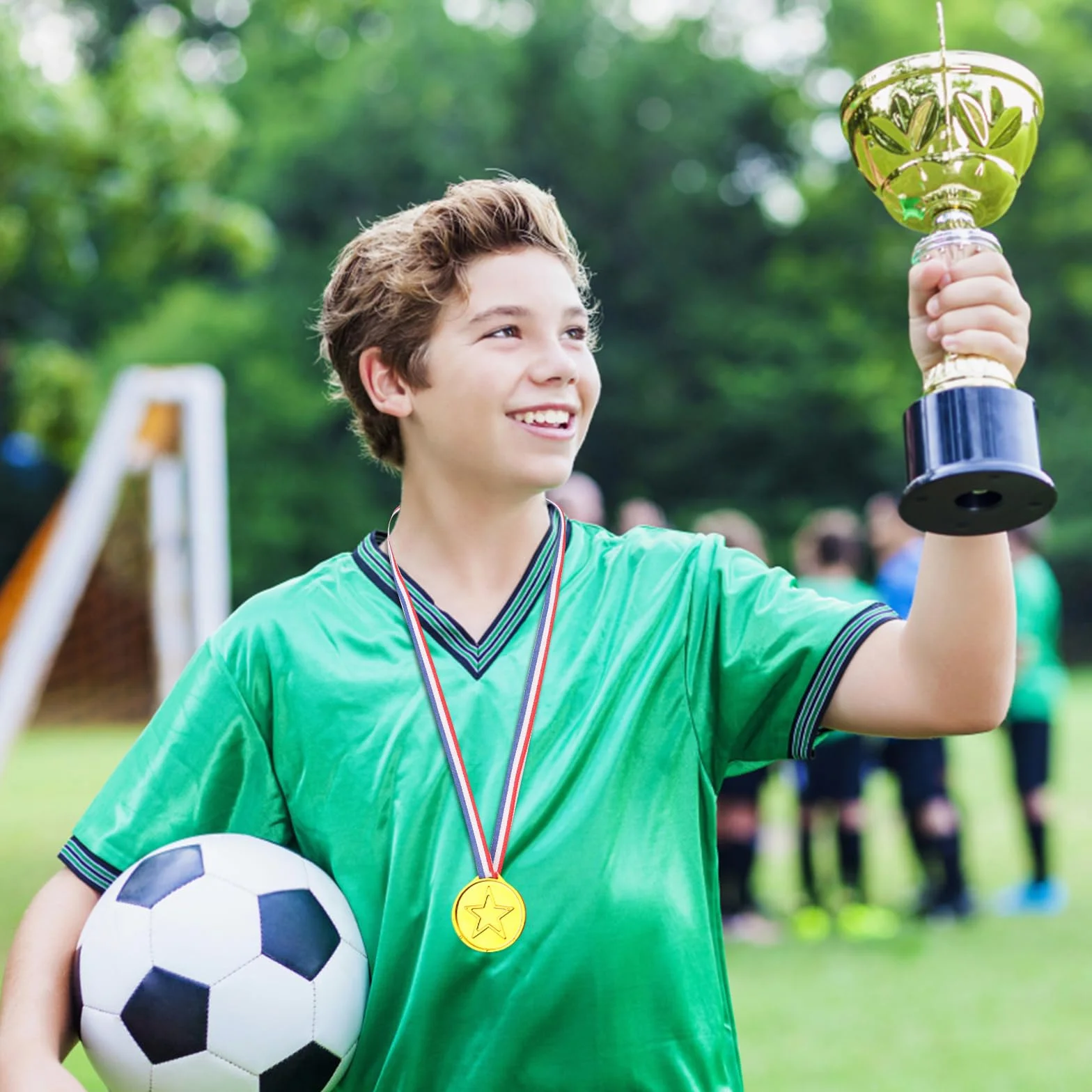Medaglie per Bambino Plastiche Winner, Nastro Medaglia Oro Vincitore, Bomboniere per Giochi