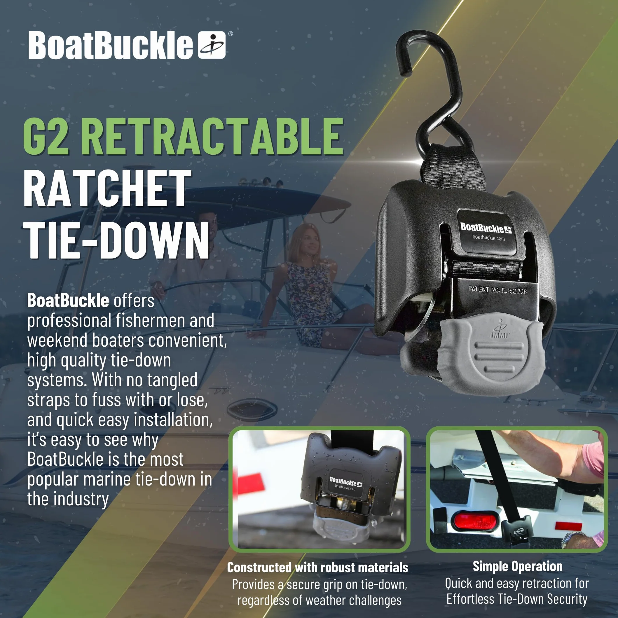 Boatbuckle 279-F08893 Gancio Retrattile G2 Sensore, 1 Confezione da 2 pezzi