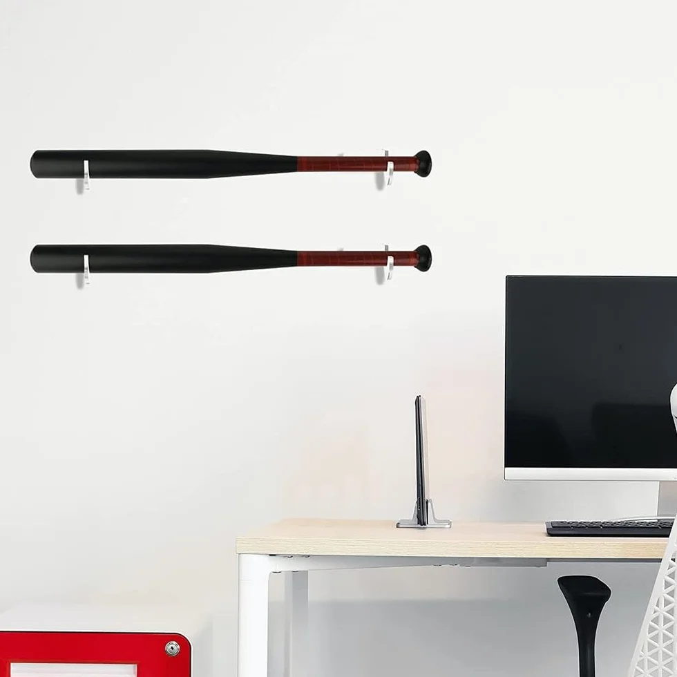 2 paia di supporti da parete per mazza da baseball, espositore multifunzionale da parete per mazza da baseball in acrilico con viti nascoste per la visualizzazione